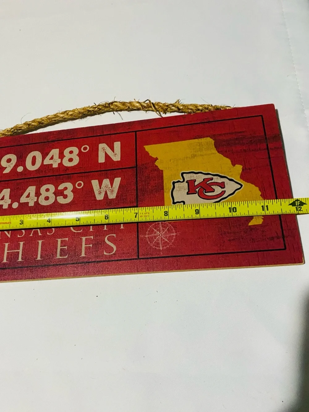 Kansas City Chiefs Red and Gold Coordinates Hanging Wall Plaque
